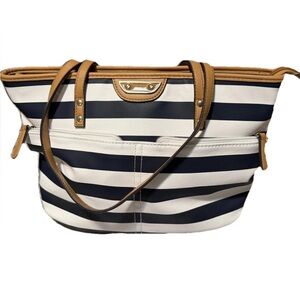 Striped white and blue Tote Bag